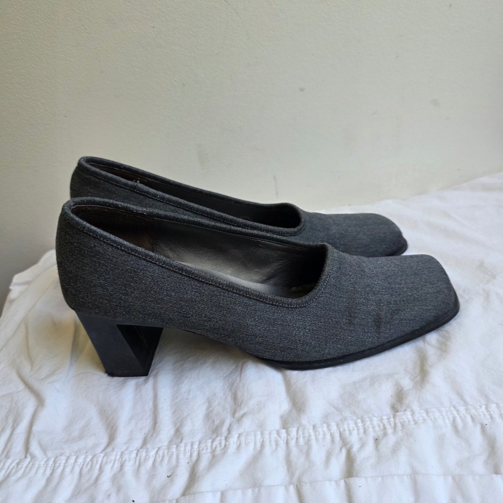 Liz Claiborne McAllister II VTG 90s CBK Square Toe Block Heel Pumps Grey 7.5M - Picture 4 of 8